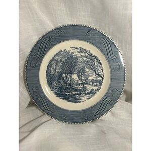 Royal China Currier & Ives Blue & White At the Old Grist Mill 10" Dinner Plate